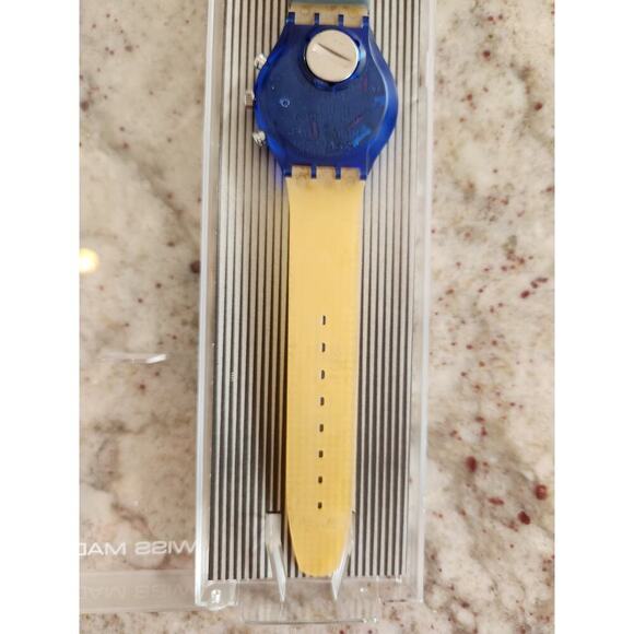 Swatch Chrono Watch PEARL FRAME SCN401 with Case & Papers 1994 NOS New Battery - Picture 7 of 12